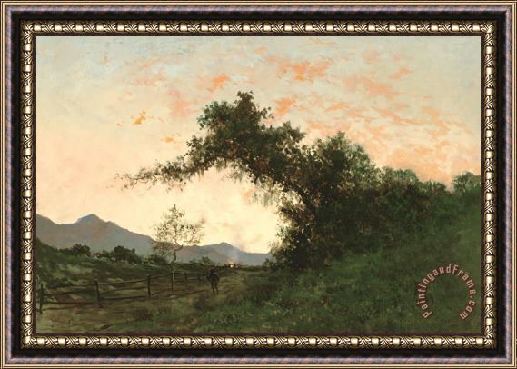 Jules Tavernier Marin Sunset, Back of Petaluma Framed Painting