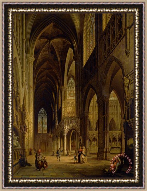 Jules Victor Genisson Vue Du Transept De Leglise Damiens Framed Painting
