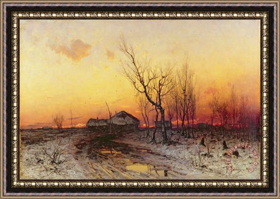 Julius Sergius Klever Winter Landscape Framed Painting