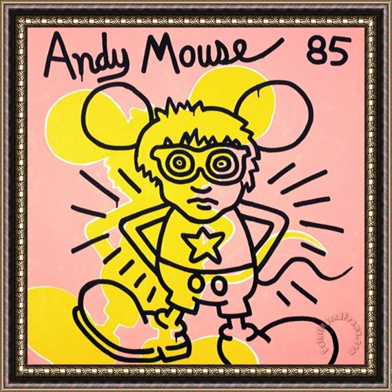 Keith Haring Andy Mouse 1985 Framed Painting