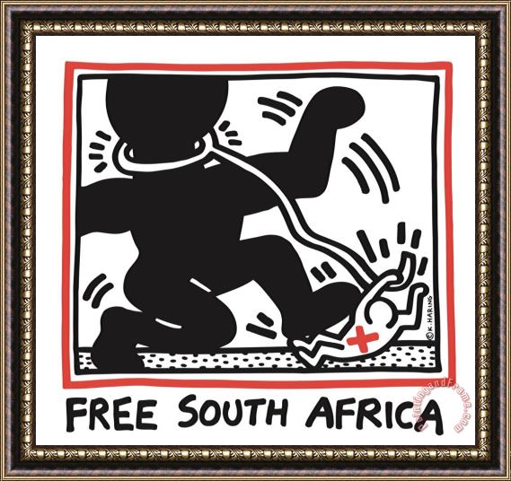 Keith Haring Free South Africa 1985 Framed Painting