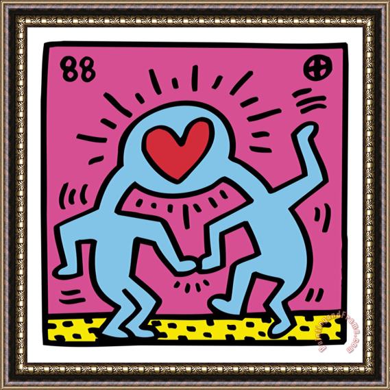 Keith Haring Pop Shop Heart Framed Painting