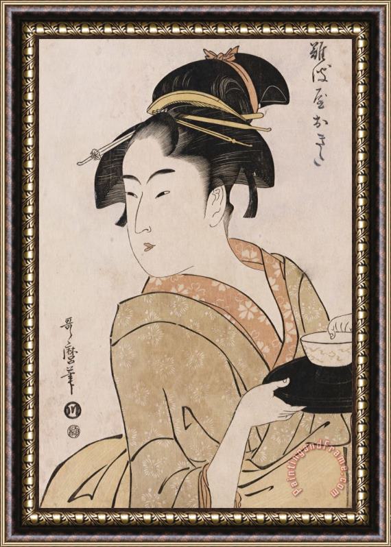 Kitagawa Utamaro A Bust Portrait Of The Waitress Okita Of The Naniwaya Teahouse Framed Print