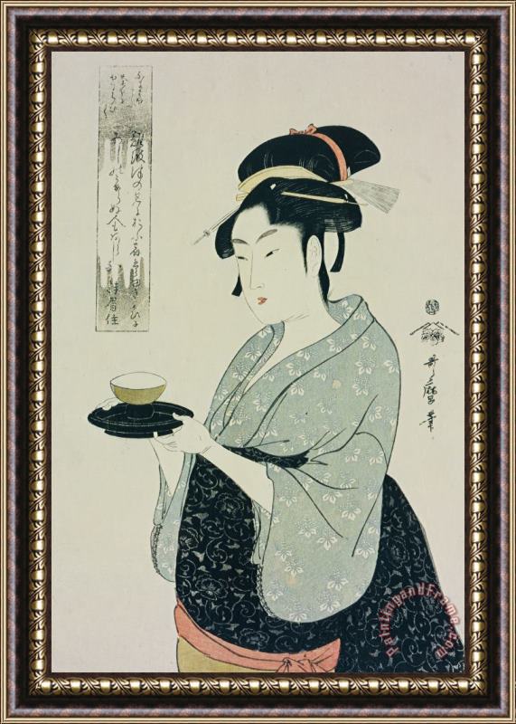 Kitagawa Utamaro A Half Length Portrait Of Naniwaya Okita Framed Print