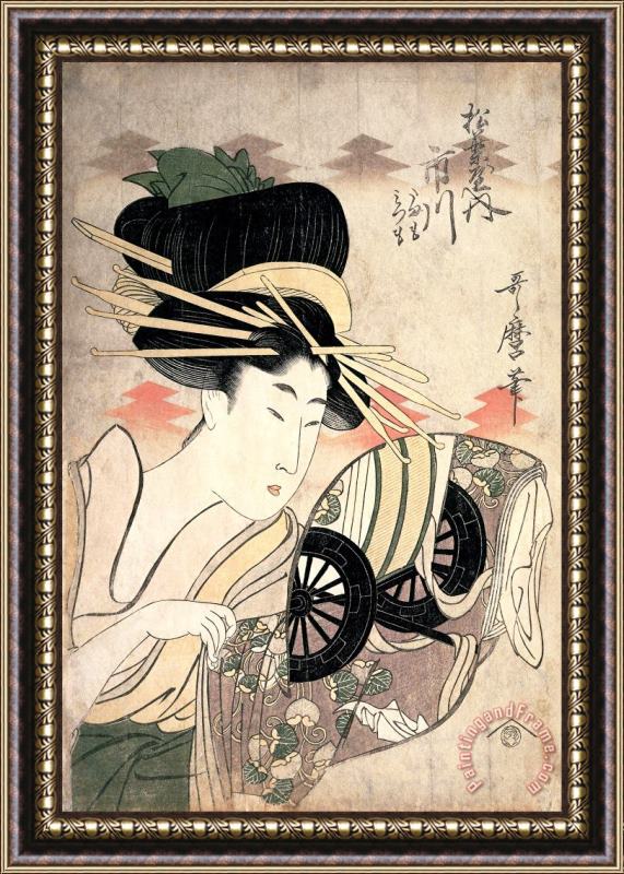 Kitagawa Utamaro The Courtesan Ichikawa of The Matsuba Establishment Framed Painting