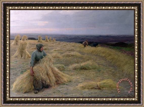 Knud Larsen The Harvesters Svinklov Viildemosen Jutland Framed Painting