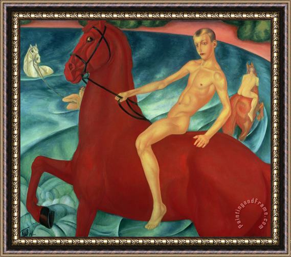 Kuzma Sergeevich Petrov-Vodkin Bathing of the Red Horse Framed Print