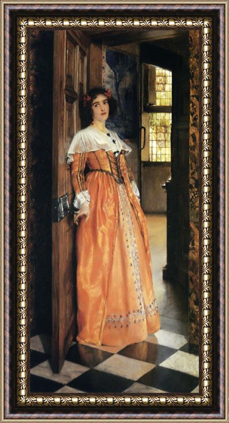 Lady Laura Teresa Alma-tadema At The Doorway Framed Painting