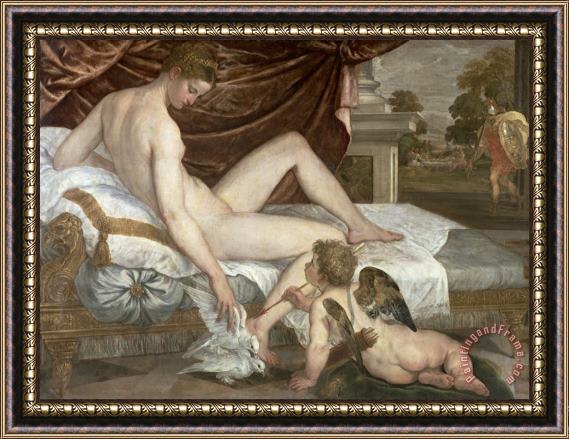 Lambert Sustris Venus and Cupid Framed Painting