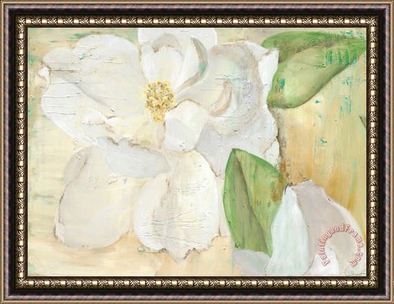 Laura Gunn Magnolias on Yellow Framed Print