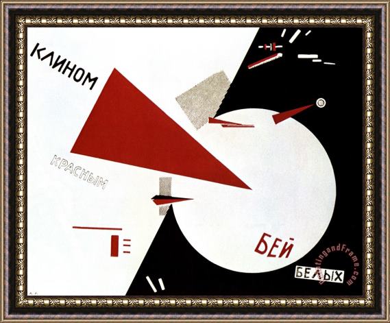 Lazar Lissitzky Drive Red Wedges In White Troops 1920 Framed Painting