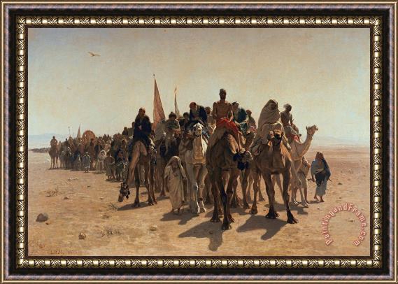 Leon Auguste Adolphe Belly Pilgrims Going to Mecca Framed Painting