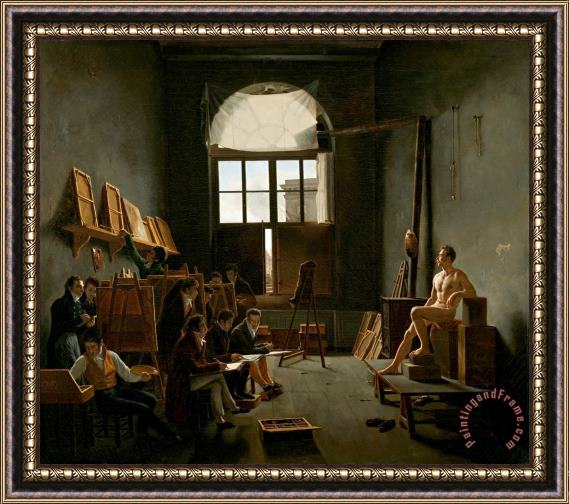 Leon Mathieu Cochereau The Studio of Jacques Louis David Framed Painting