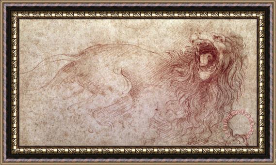 Leonardo da Vinci Sketch Of A Roaring Lion Framed Print