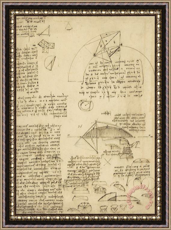 Leonardo da Vinci Small Front View Of Church Squaring Of Curved Surfaces Triangle Elmain Or Falcata Framed Print
