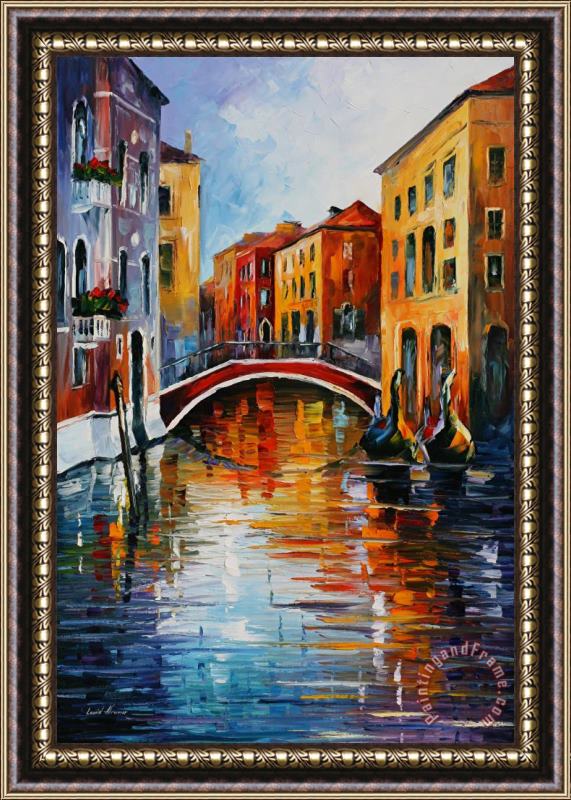 Leonid Afremov Canal In Venice Framed Painting