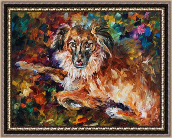 Leonid Afremov Dog  - Commissioned Painting Framed Print