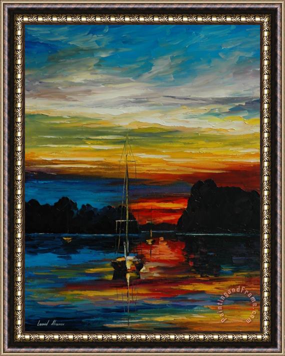 Leonid Afremov Drowned Sunset Framed Painting