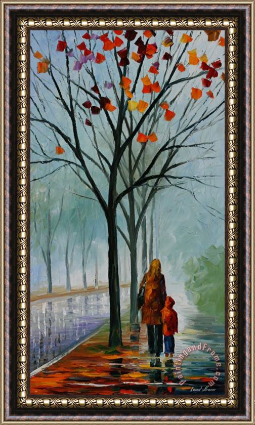 Leonid Afremov Stroll With Mama Framed Painting