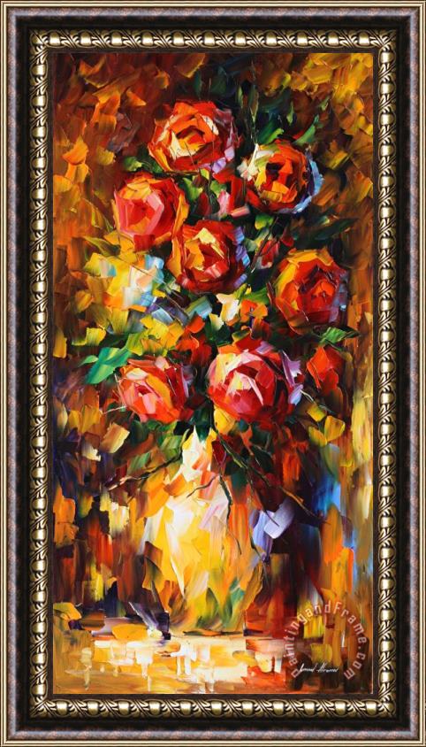Leonid Afremov Summer Roses Framed Print