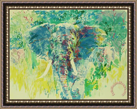 Leroy Neiman Bull Elephant Framed Painting