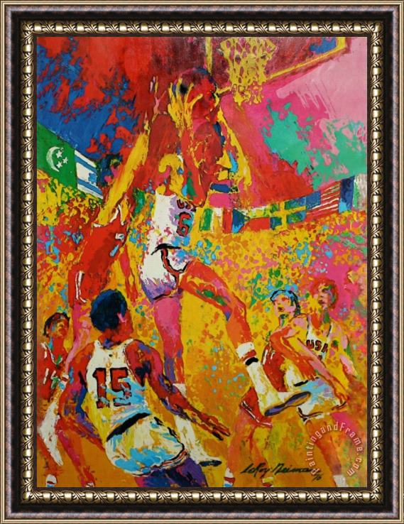 Leroy Neiman Olympic Basketball Framed Painting
