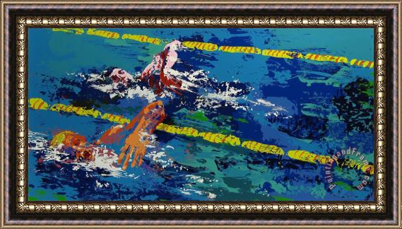 Leroy Neiman Olympic Swimmer Framed Painting