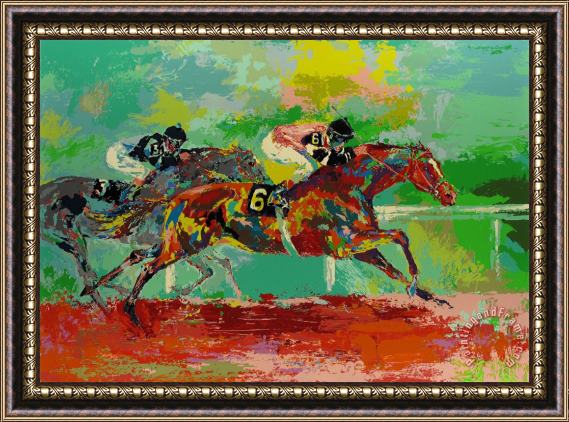 Leroy Neiman Race of The Year (affirmed And Spectacular Bid) Framed Painting