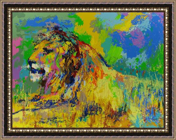 Leroy Neiman Resting Lion Framed Print