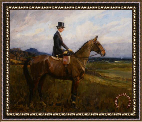 Lionel Edwards Portrait of Evelyn Rolt on Horseback Framed Print