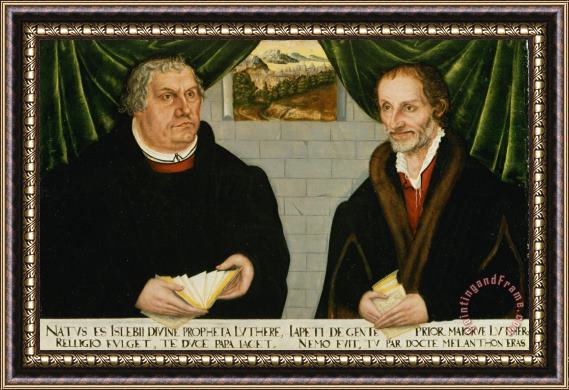 Lucas Cranach The Younger Double Portrait of Martin Luther (1483 1546) And Philip Melanchthon (1497 1560) Framed Print