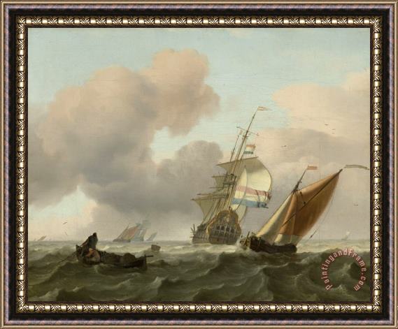 Ludolf Backhuysen Rough Sea with Ships Framed Painting