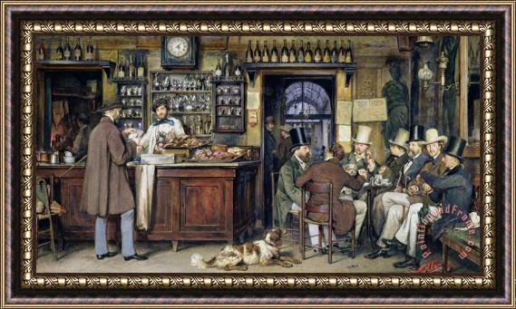 Ludwig Passini The Greek Cafe In Rome Framed Print
