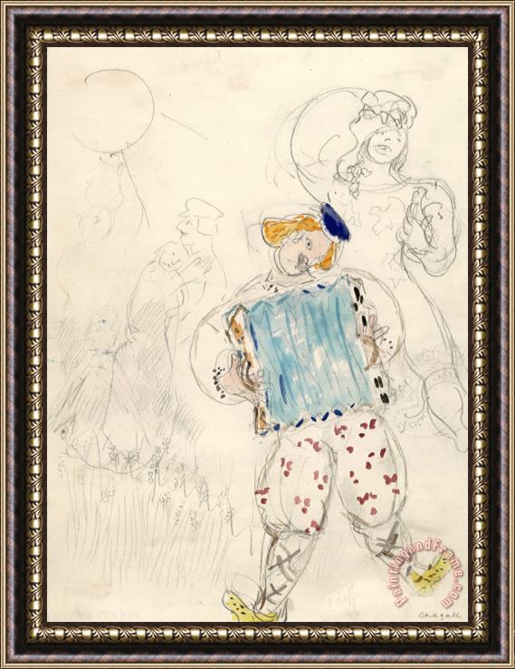 Marc Chagall A Young Boy, Costume Design for Aleko (scene Iii). (1942) Framed Painting
