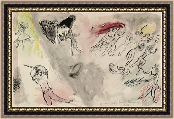 Marc Chagall Aleko's Vengeance, Sketch for The Choreographer for Aleko (scene Iv). (1942) Framed Print