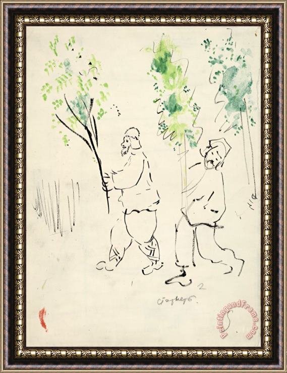 Marc Chagall Dancing Birch Treee, Sketch for The Choreographer for Aleko (scene Iii). (1942) Framed Painting