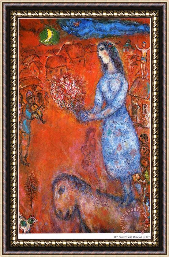 Marc Chagall Fiancee with Bouquet 1977 Framed Print