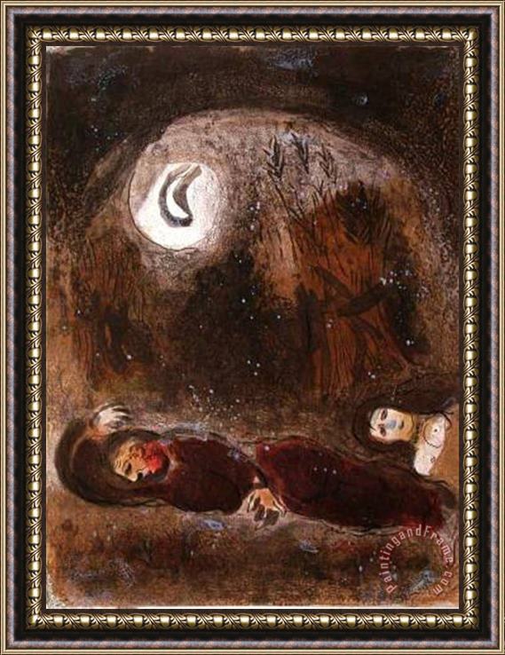 Marc Chagall La Bible Ruth Aux Pieds De Booz Framed Painting
