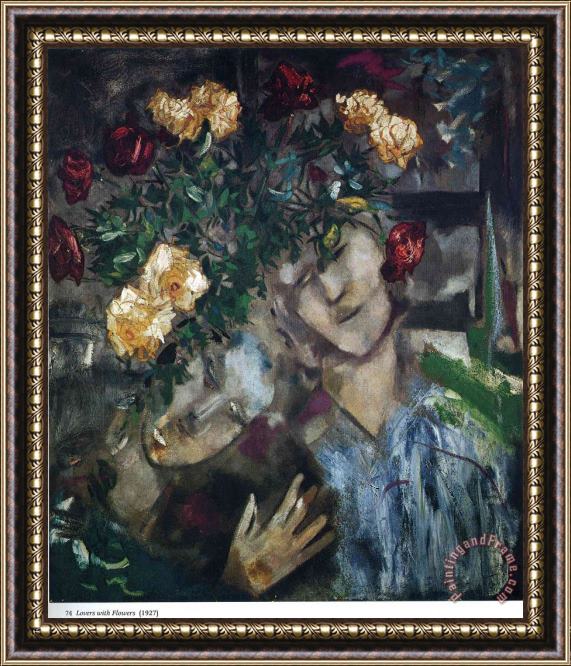 Marc Chagall Lovers with Flowers 1927 Framed Painting