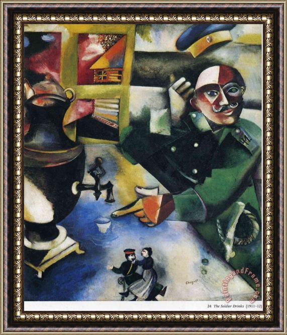 Marc Chagall The Soldier Drinks 1912 Framed Print