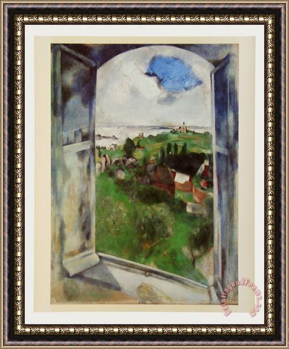 Marc Chagall Window with View on The Island Brehat C 1924 Framed Print