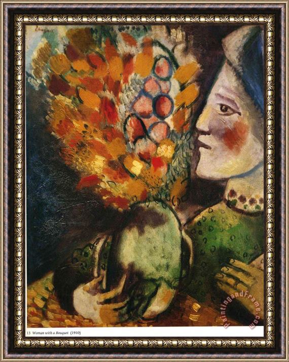 Marc Chagall Woman with a Bouquet 1910 Framed Print