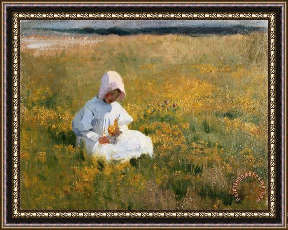 Marianne Stokes In a Field of Buttercups Framed Painting