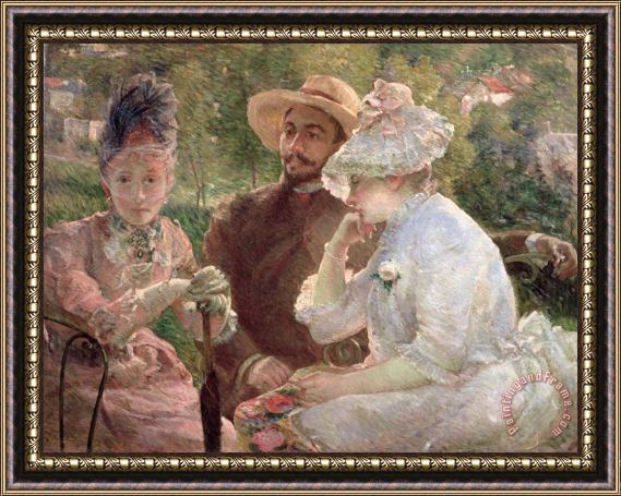 Marie Bracquemond On the terrace at Sevres Framed Painting