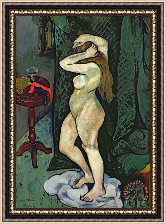 Marie Clementine Valadon Nude Arranging Her Hair Framed Painting