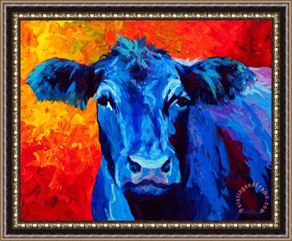 Marion Rose Blue Cow II Framed Painting