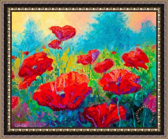 Marion Rose Field Of Red Poppies Framed Painting