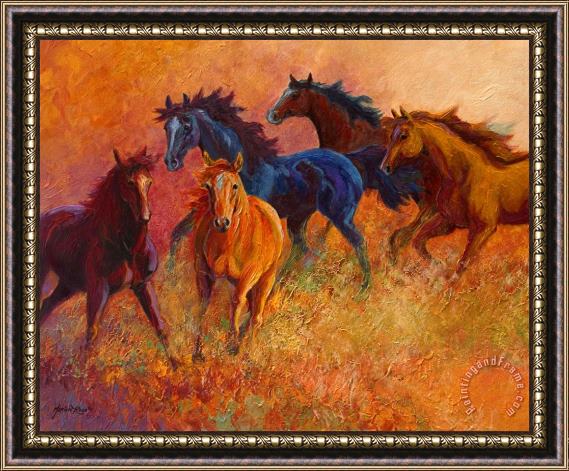 Marion Rose Free Range - Wild Horses Framed Painting
