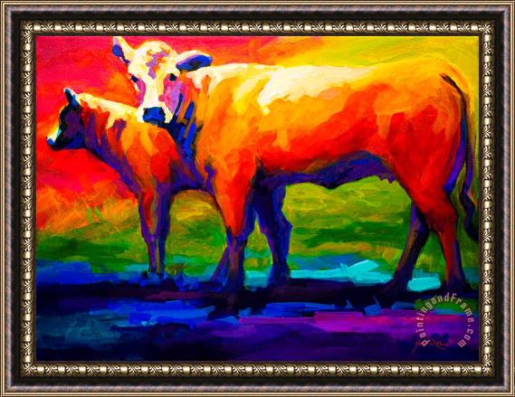 Marion Rose Golden Beauty - Cow and Calf Framed Painting