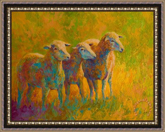 Marion Rose Sheep Trio Framed Painting
